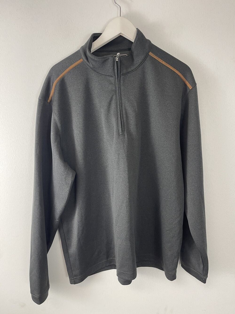 Pebble Beach Sweater Men Large Gray Performance Golf Shirt Pullover 1/4 Zip N127